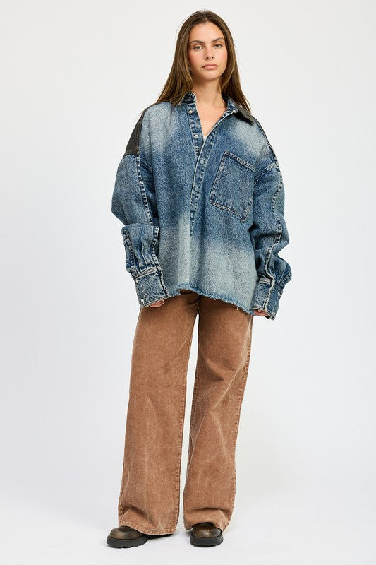 Oversized Contrast Denim Jacket