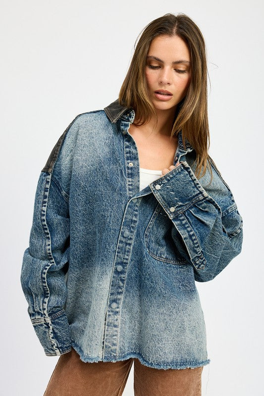 Oversized Contrast Denim Jacket