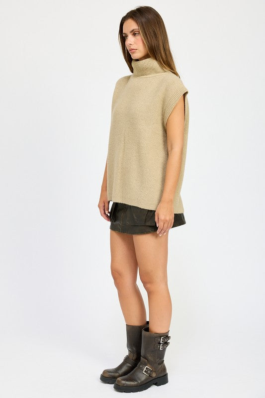 Split Back Turtleneck Sweater