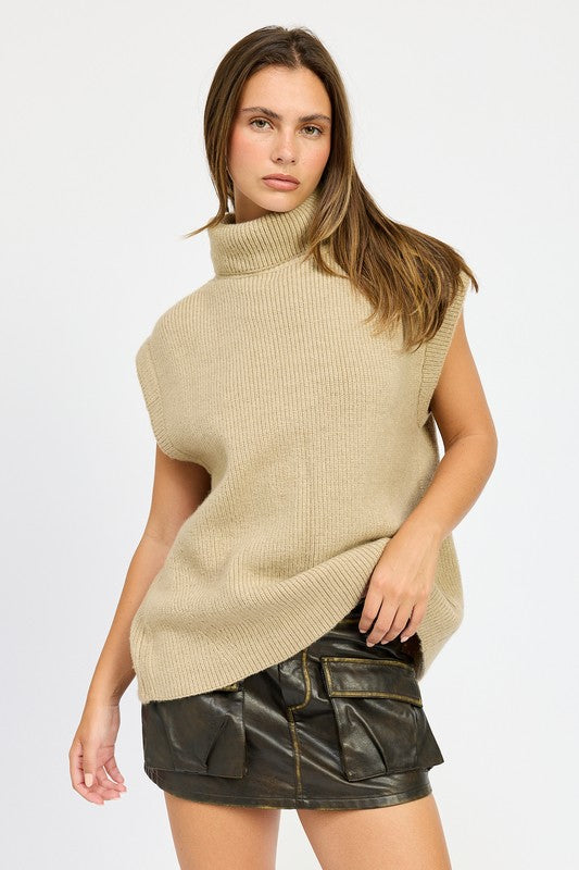 Split Back Turtleneck Sweater