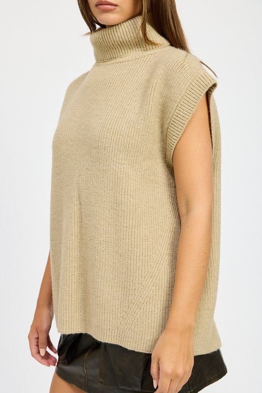 Split Back Turtleneck Sweater