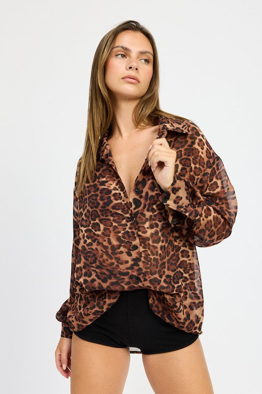 Animal Print Oversized Shirt