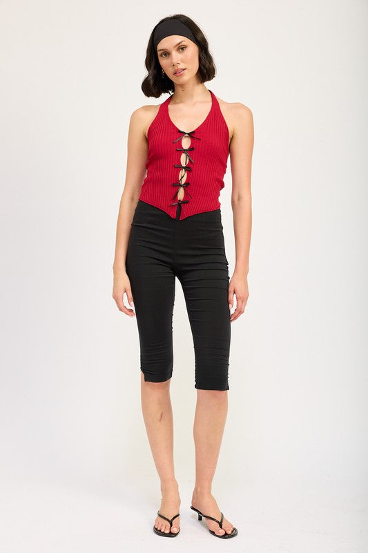 Halter Neck Top with Bow Details