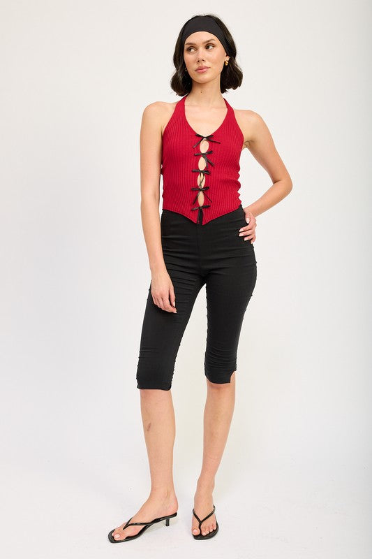 Halter Neck Top with Bow Details