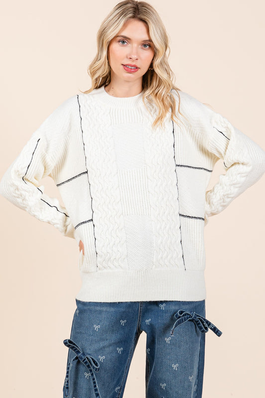 GeeGee Plus Size Cable Knit Sweater