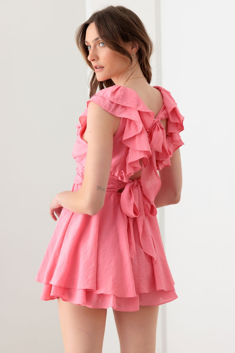 Tie Back Ruffled Romper