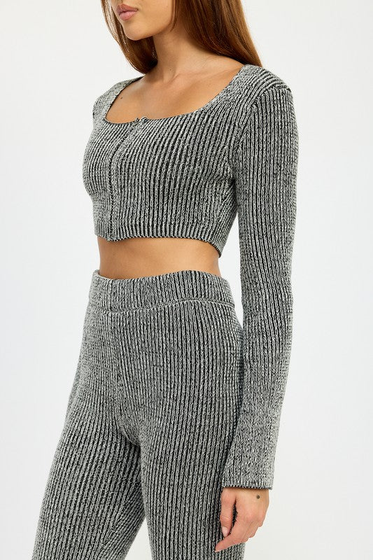 Square Neck Crop Top with Front Zipper