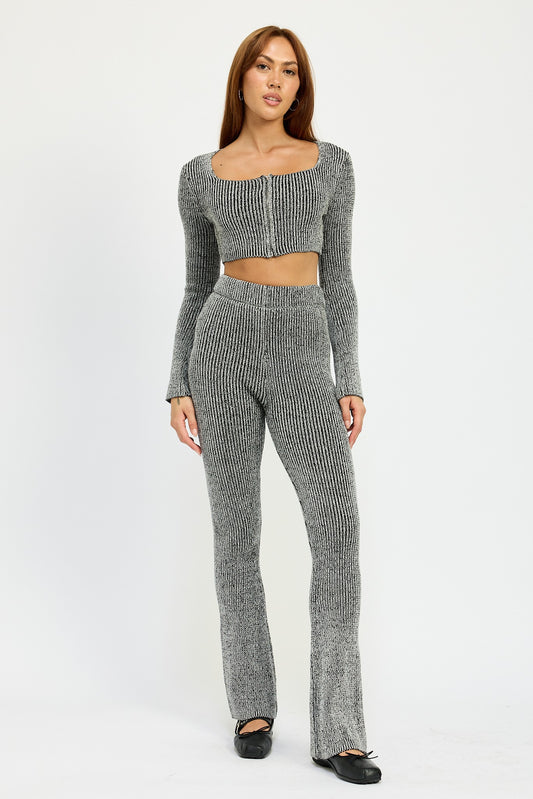 High Waist Ribbed Knit Pants