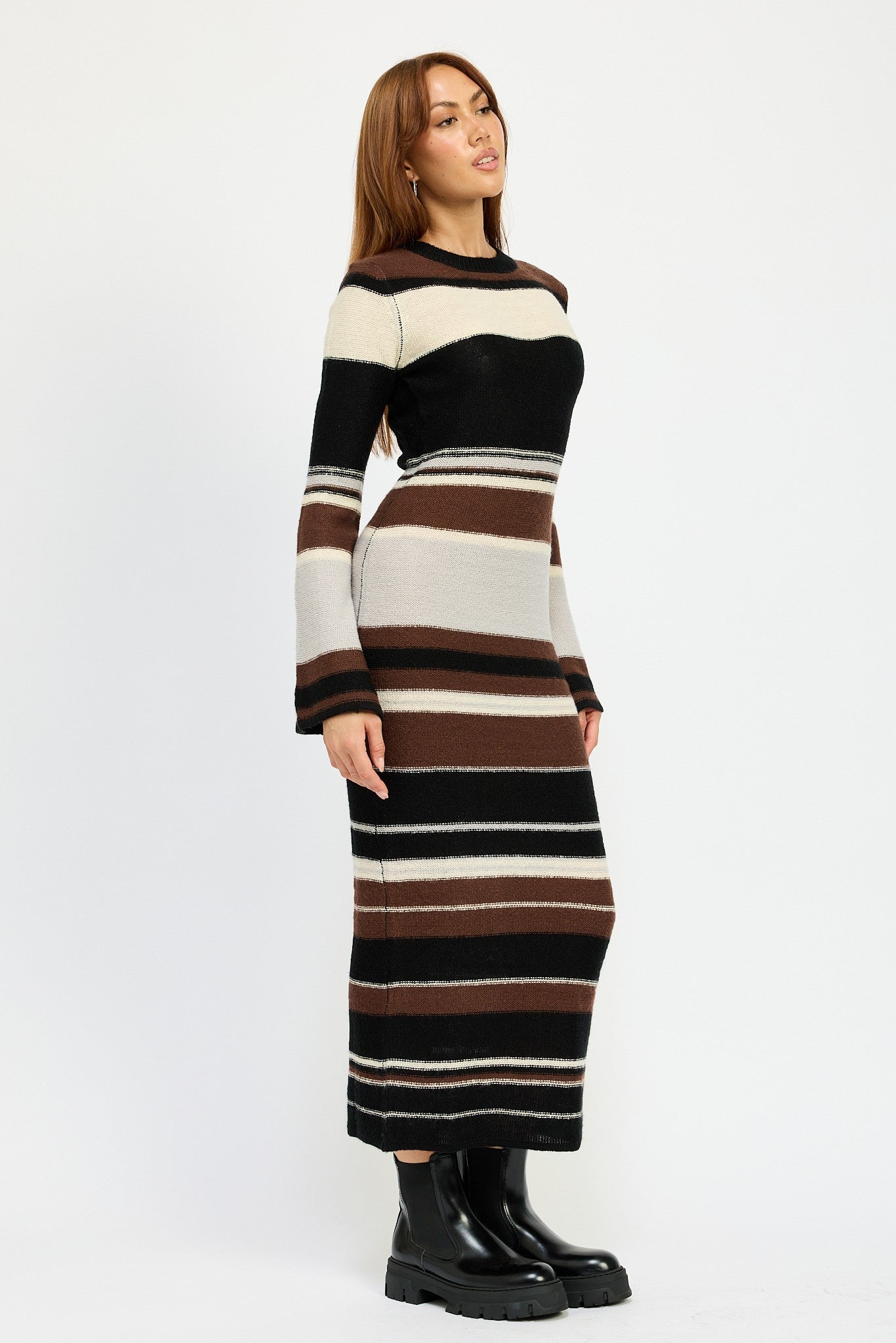 Knit Stripe Maxi Bodycon Dress