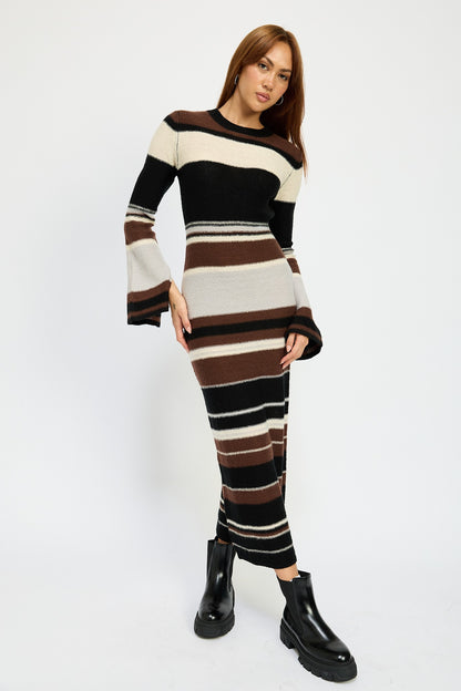 Knit Stripe Maxi Bodycon Dress