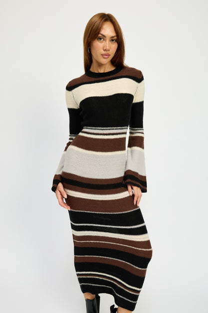 Knit Stripe Maxi Bodycon Dress