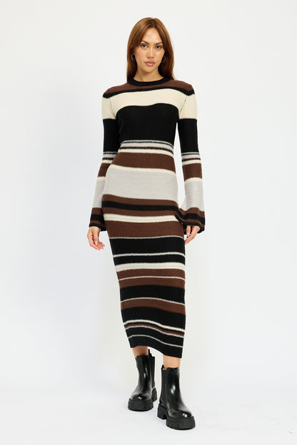 Knit Stripe Maxi Bodycon Dress