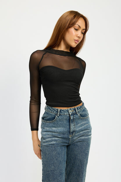 Sheer Cutout Detail Top