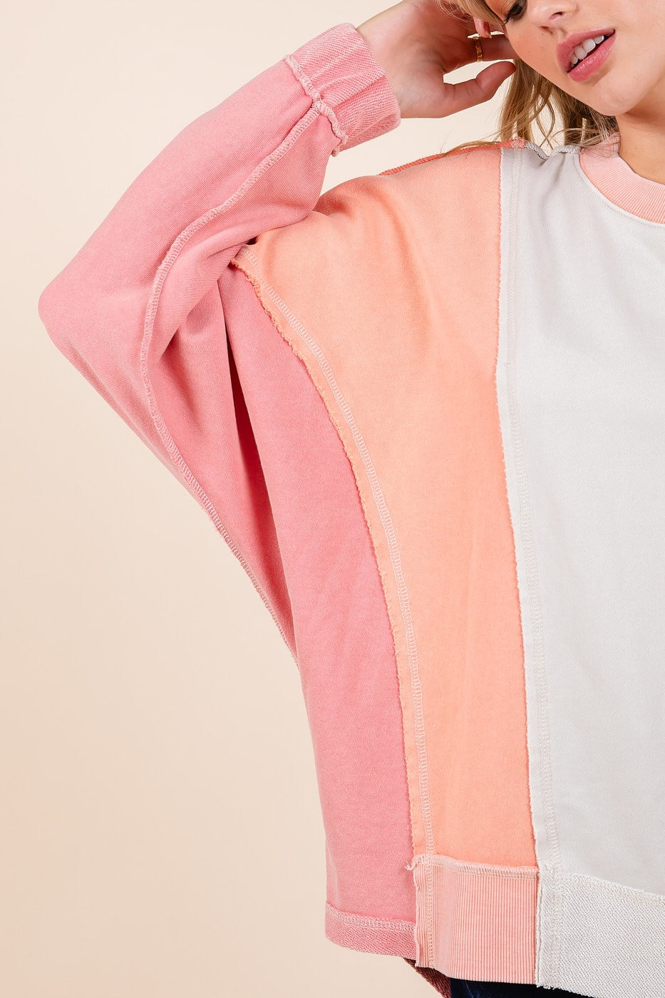 Mittoshop Mineral Wash Color Block Sweatshirt