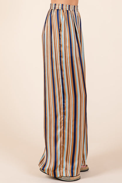 Mittoshop Striped Satin Wide Leg Pants