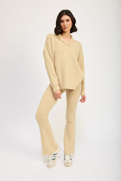 Cable Knit Collared Sweater