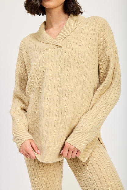 Cable Knit Collared Sweater