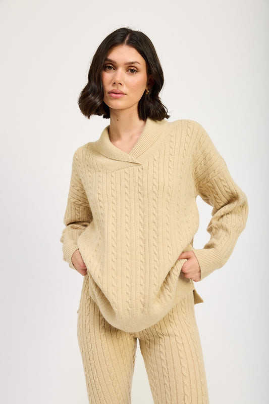 Cable Knit Collared Sweater