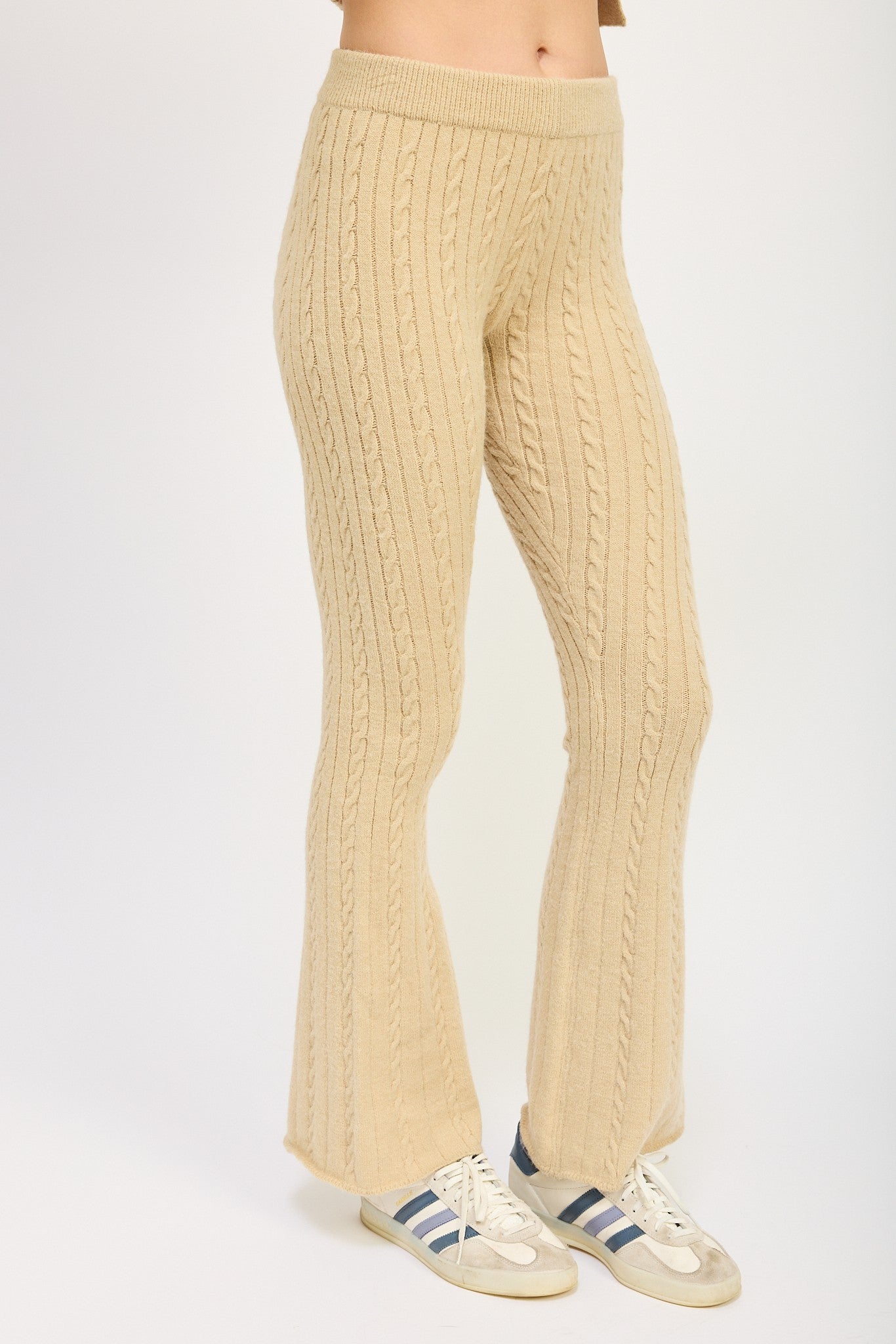 Cable Knit Flared Pants