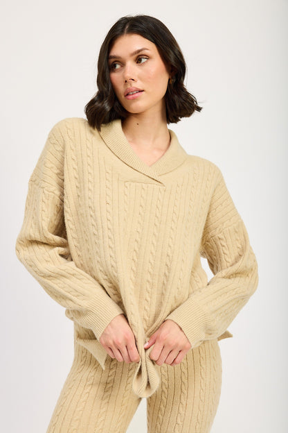 Cable Knit Collared Sweater