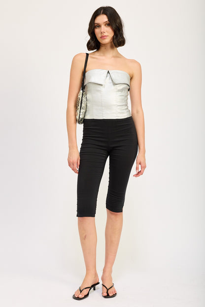 Metallic Fold Over Corset Top