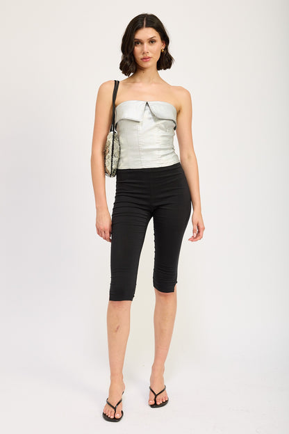 Metallic Fold Over Corset Top