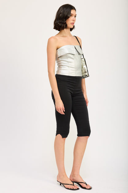 Metallic Fold Over Corset Top