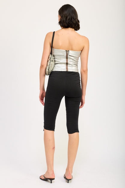 Metallic Fold Over Corset Top