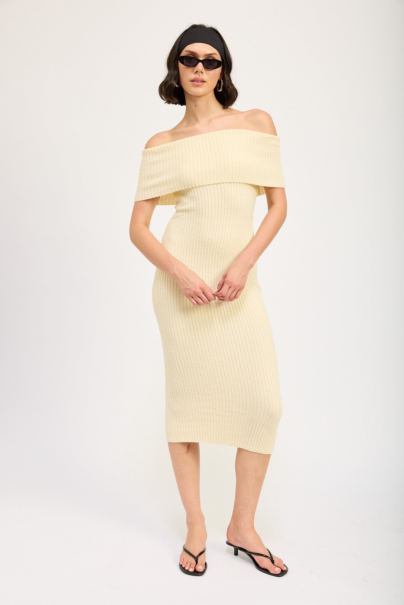 Off The Shoulder Bodycon Midi Dress