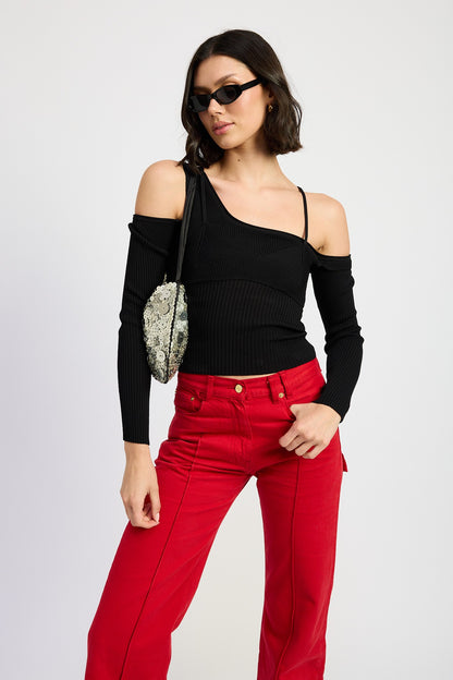 One Shoulder Long Sleeve Top