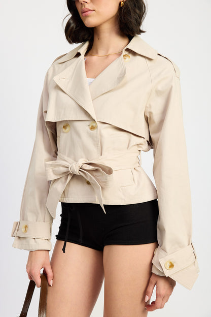 Layered Cropped Trench Coat