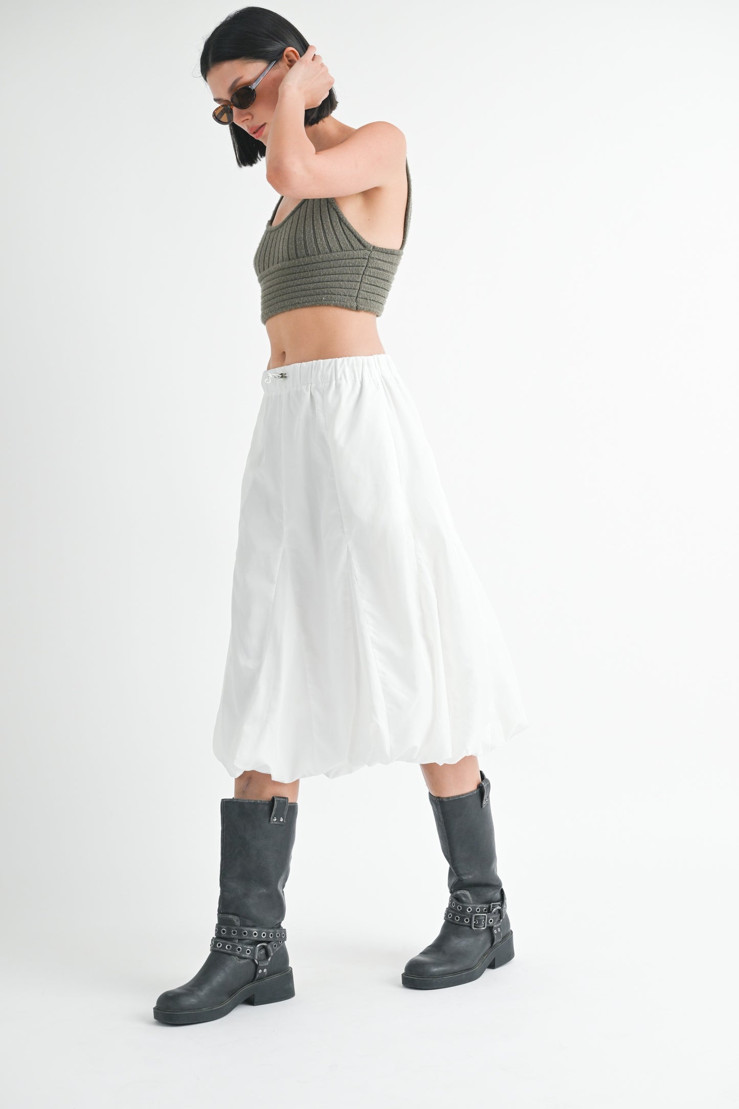 Parachute Bubble Midi Skirt