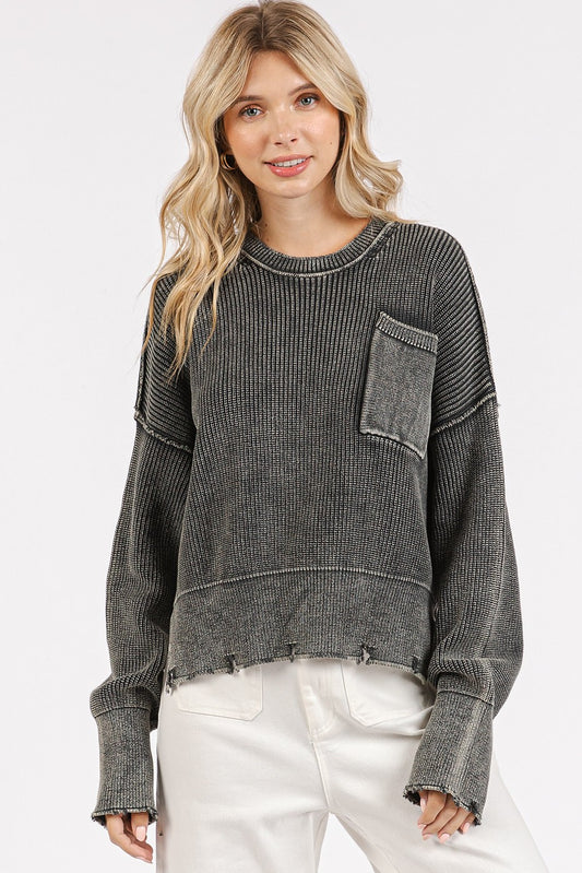 Mittoshop - Distressed Hem Drop Shoulder Sweater