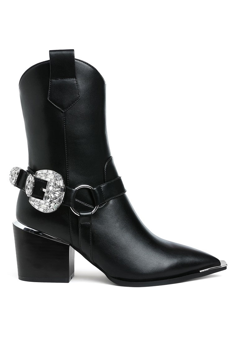 WOODSTOCK Diamante Embellished Pin Buckle Boots