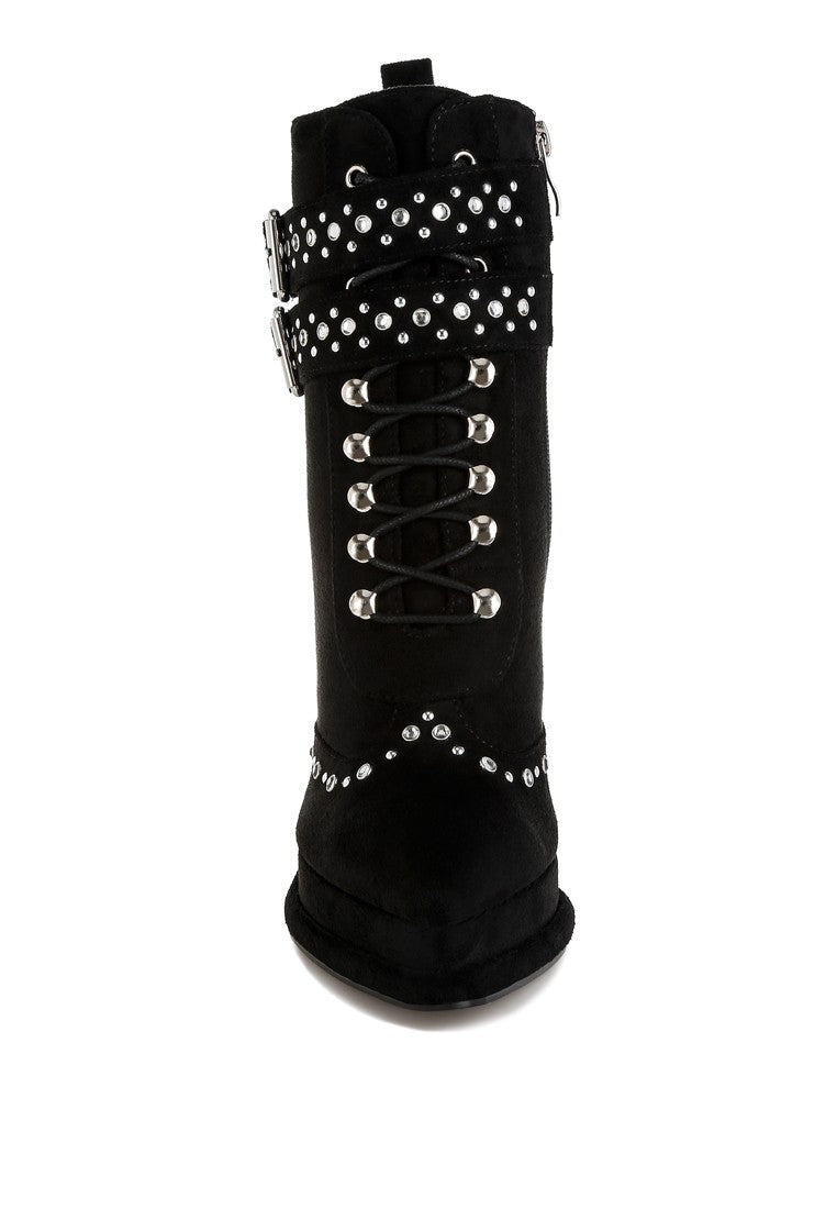 PUNK NOMAD Harness Detail Lace Up Boots