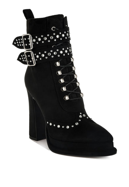 PUNK NOMAD Harness Detail Lace Up Boots