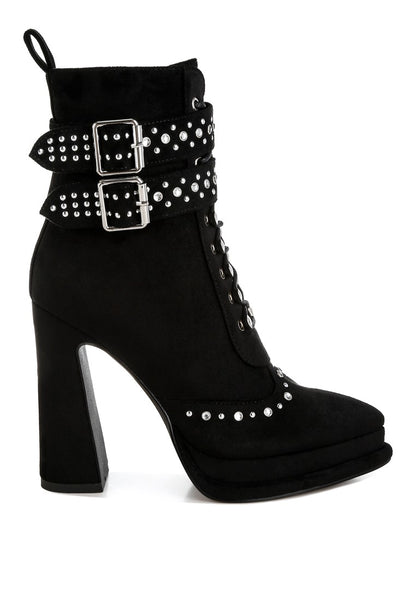 PUNK NOMAD Harness Detail Lace Up Boots