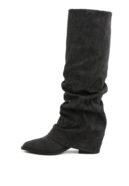 CAPELLA Fold-Over Slouchy Denim Boots