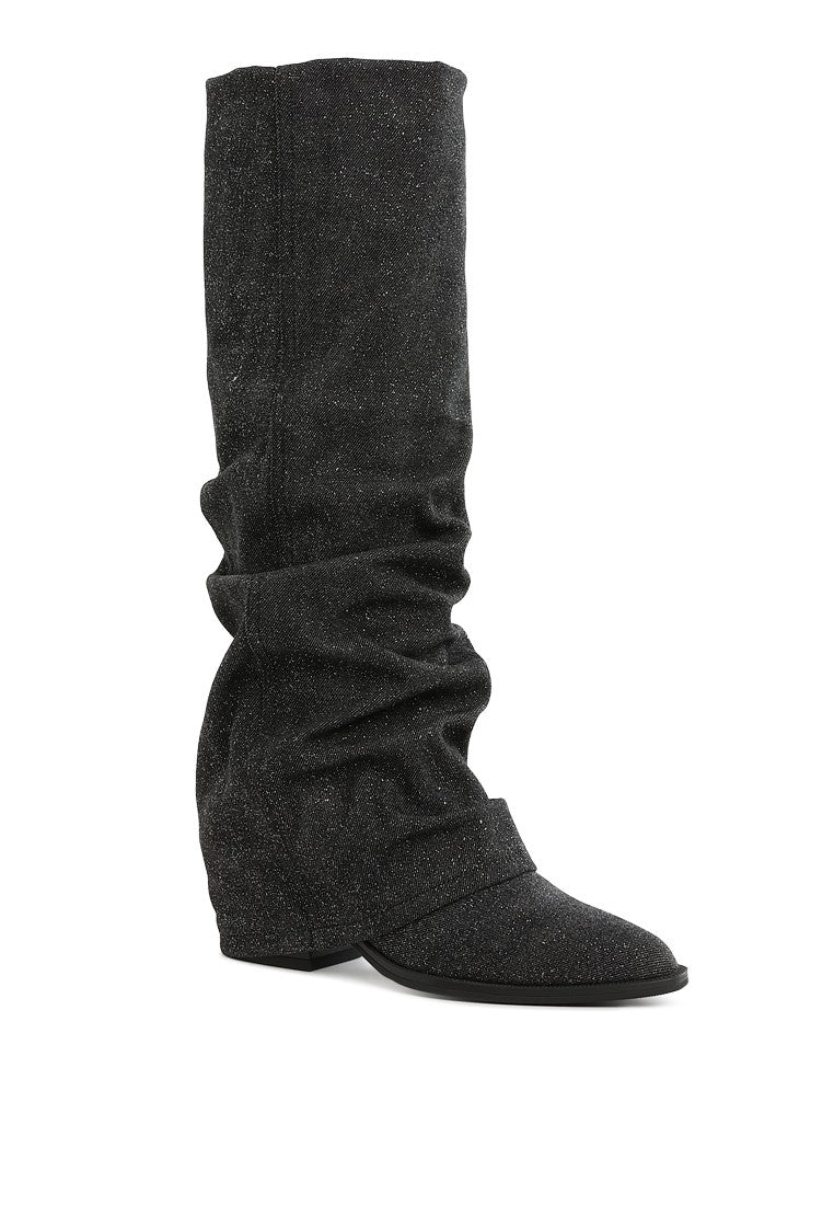 CAPELLA Fold-Over Slouchy Denim Boots