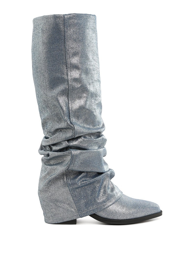 CAPELLA Fold-Over Slouchy Denim Boots