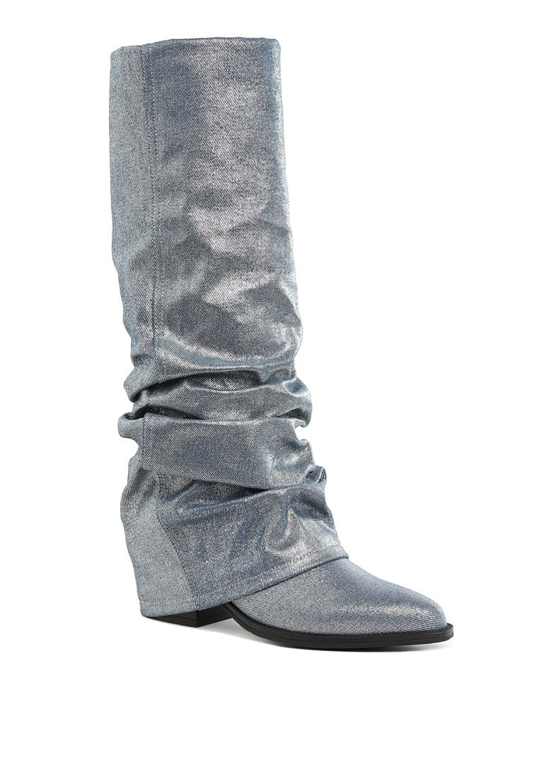 CAPELLA Fold-Over Slouchy Denim Boots