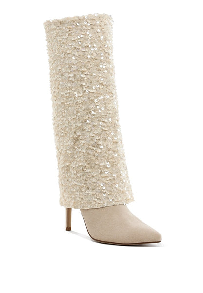 SIN CITY Sequined Fold-Over Calf Boots