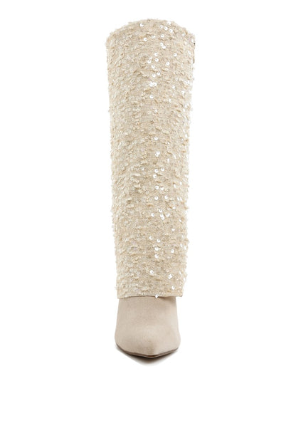 SIN CITY Sequined Fold-Over Calf Boots