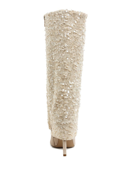 SIN CITY Sequined Fold-Over Calf Boots