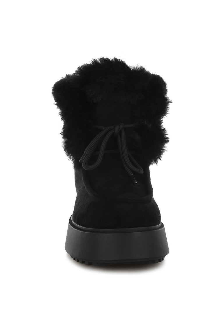 BUNTING Faux Fur Collar Flatform Boots