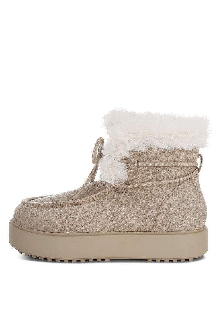 BUNTING Faux Fur Collar Flatform Boots