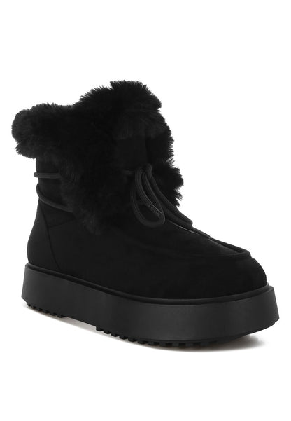 BUNTING Faux Fur Collar Flatform Boots