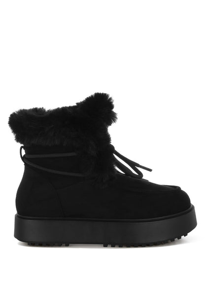 BUNTING Faux Fur Collar Flatform Boots