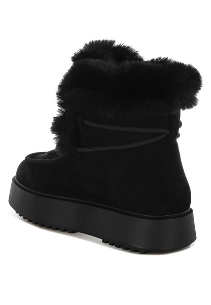 BUNTING Faux Fur Collar Flatform Boots