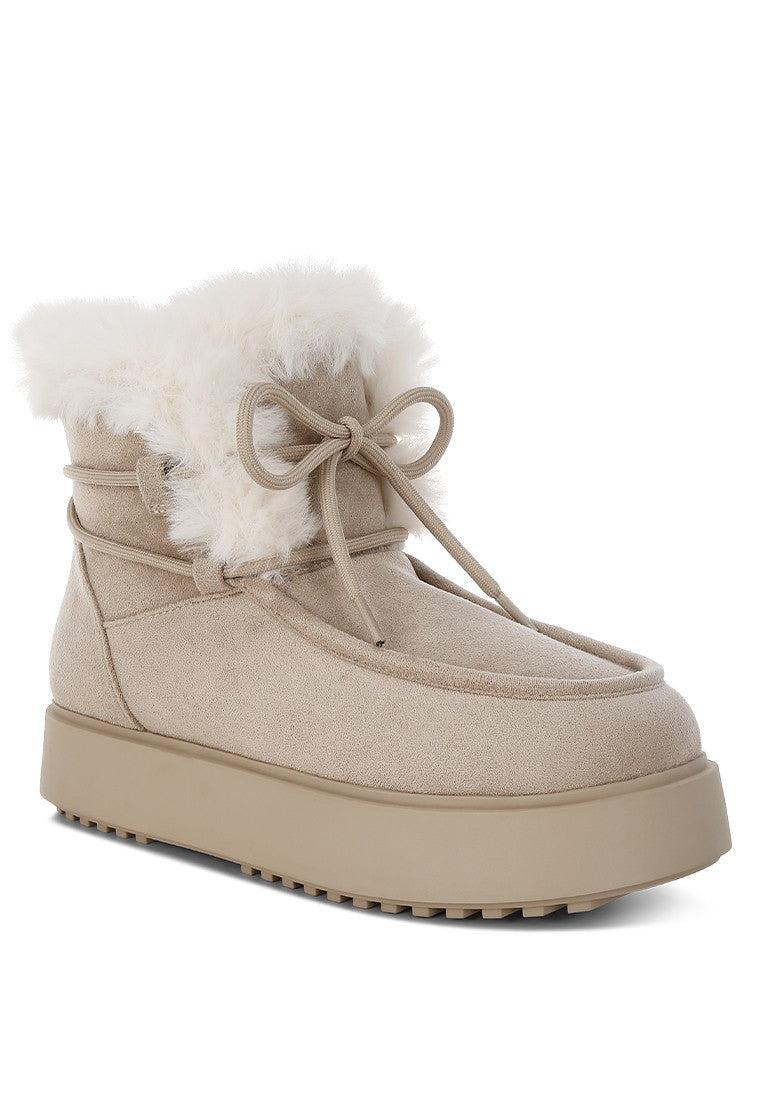 BUNTING Faux Fur Collar Flatform Boots